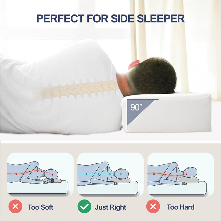 Cooling Cube Pillow for Side Sleepers - 5" Memory Foam Pillow, Firm Bed Pillow with Dual-Sided Cover, Pillows for Head Neck Shoulder Pain Relief