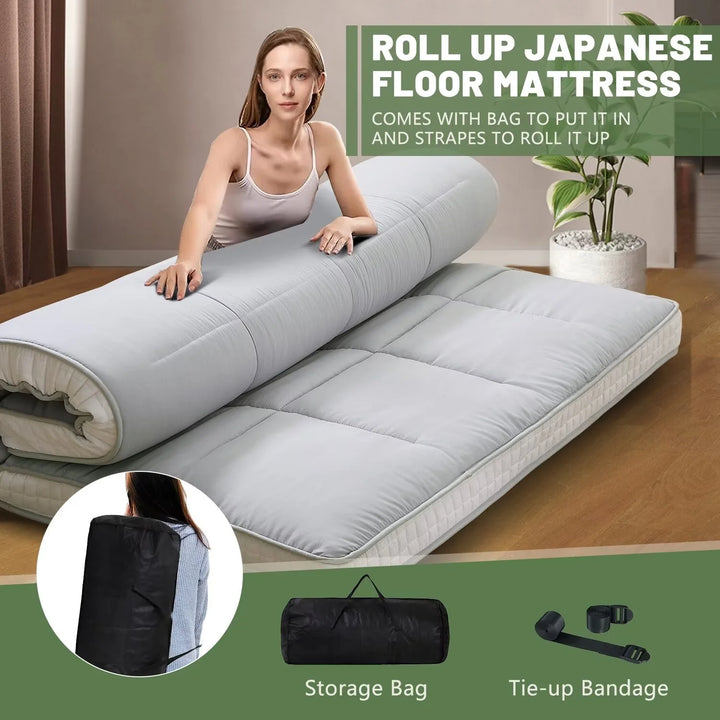 Floor Mattress Japanese Futon Mattress Extra Thick Folding Sleeping Pad Futon Mattress Portable Camping Mattress Twin Size (80*39*4In)