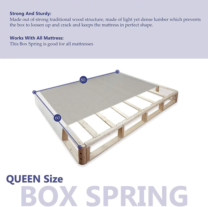 4-Inch Box Spring for Mattress, Queen Size