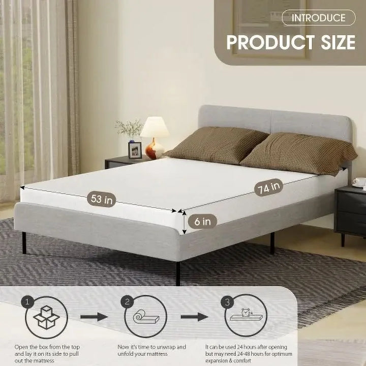 5/6 Inch Full Size Gel Memory Foam Mattress for a Cool Sleep & Pressure Relief, Medium Firm Comfort Supportive Pad Mattresses for Motion Isolation, Bed in a Box, Certipur-Us Certified