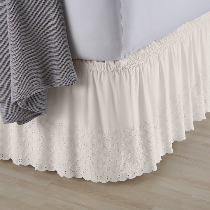 Better Homes and Gardens Ivory Solid Cotton-Poly Bedskirt, Adjustable