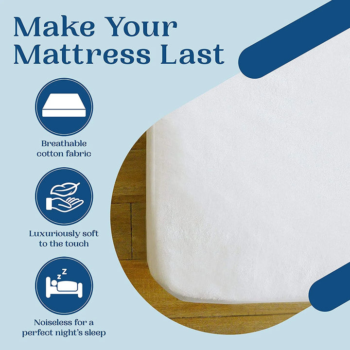 Waterproof Mattress Protector, Cooling Mattress Cover, White, King