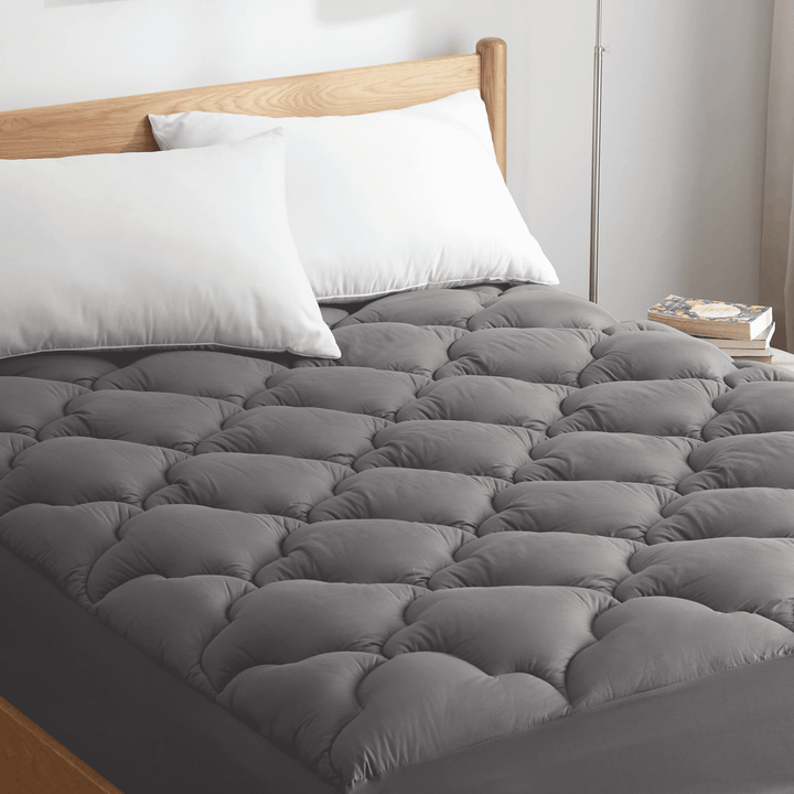 Waterproof Pillow Top Mattress Topper Queen Size -Extra Thick Cooling Mattress Pad Cotton Quilted Mattress Cover,Padded Pillowtop with Fluffy down Alternative Fill,Grey