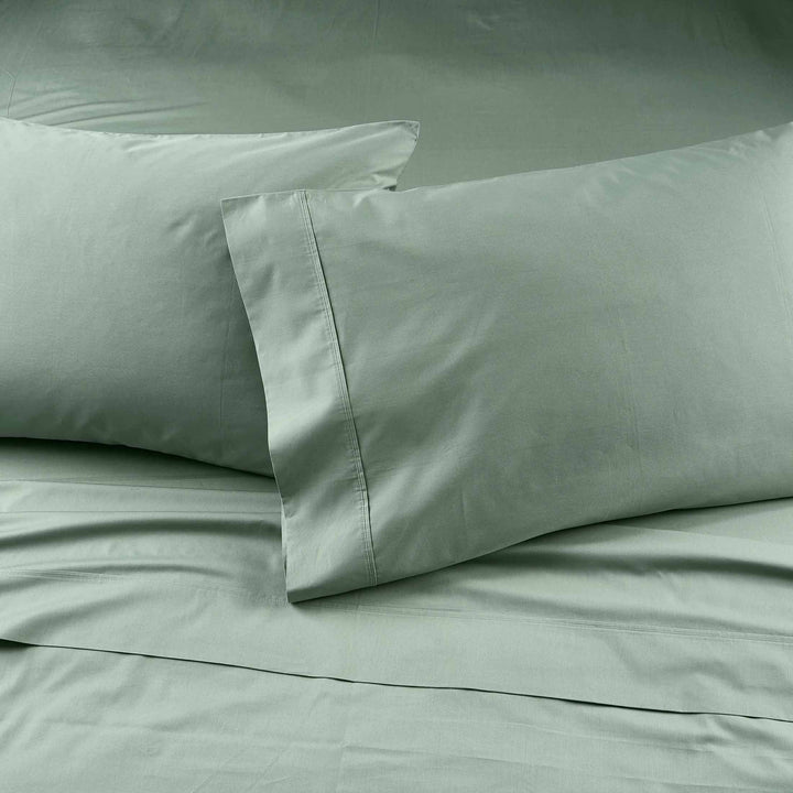 Cool & Crisp 4-Piece 300 Thread Count Green River Cotton Percale Sheet Set, Queen