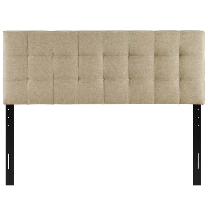 Lily Queen Upholstered Polyester Fabric Headboard in Beige