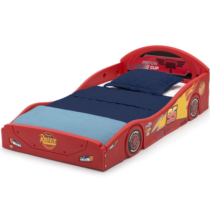 Pixar Cars Lightning Mcqueen Plastic Sleep and Play Toddler Bed by