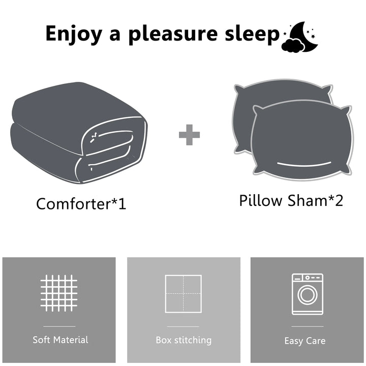 King Sherpa Comforter Set, Soft Quilted down Alternative Comforter Reversible Duvet with 2 Pillowcases, Plush Warm Fall Winter 3 Piece Bedding Sets, Dark Grey