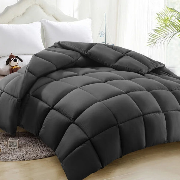 Comforter Queen Gray All Season down Alternative, Cooling Quilted Duvet Insert, Bed Comforter with Corner Tabs, Washable Hypoallergenic Reversible Quilt