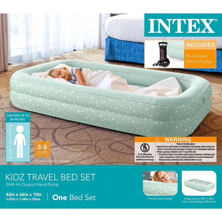 Open Box  Kids Inflatable Raised Frame Travel Air Mattress W/ Hand Pump