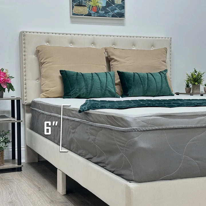 Queen Mattress - 6 Inch Comfort Foam & Spring Hybrid Mattress - Tight Top - Medium Firm - Oliver & Smith