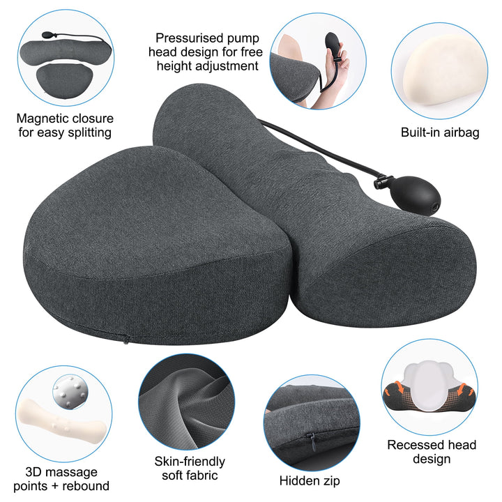 Cadirm High Density Space Cervical Memory Foam Pillow, Contour Orthopedic Roll GRAY