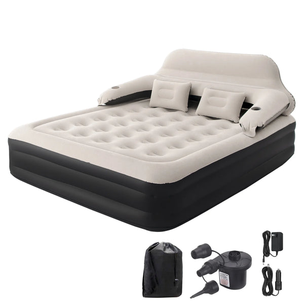 Queen Size 15" Air Mattress with Headboard, Portable Inflatable Couch