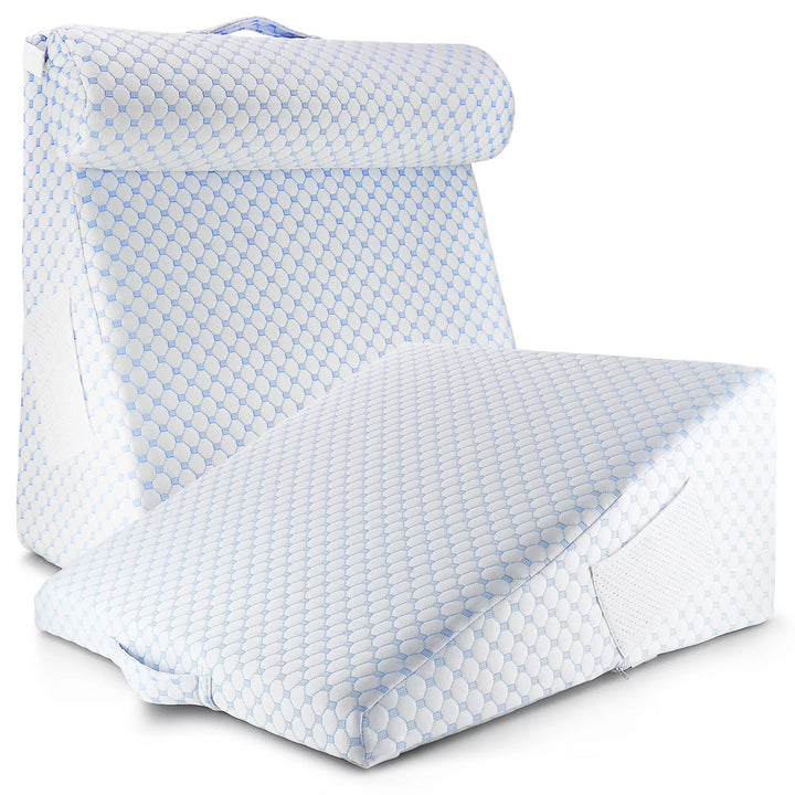 Memory Foam Wedge Pillow Back Support Cervical Pillow with Cooling Cover, 12 Inches