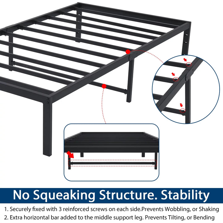 Twin Bed Frame No Box Spring Needed 14 Inch Heavy Duty Metal Platform Bed Frame Twin Size anti Slip Support Easy Lock Assembly, Black