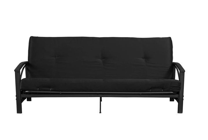 Full Size 6 Inch Futon Mattress with Tufted Cover and Recycled Polyester Fill - Black