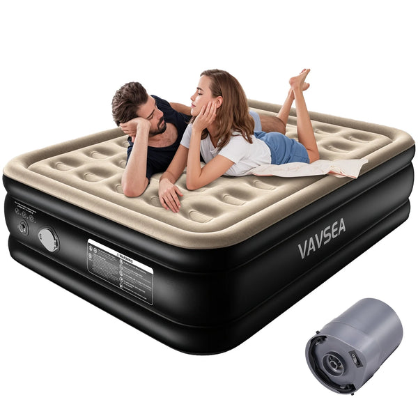 VAVSEA Air Mattress, 18" Inflatable Bed with Built-In Cordless Pump Queen Size Blow up Mattress for Home, Camping Travel & Guests, 660LB Max