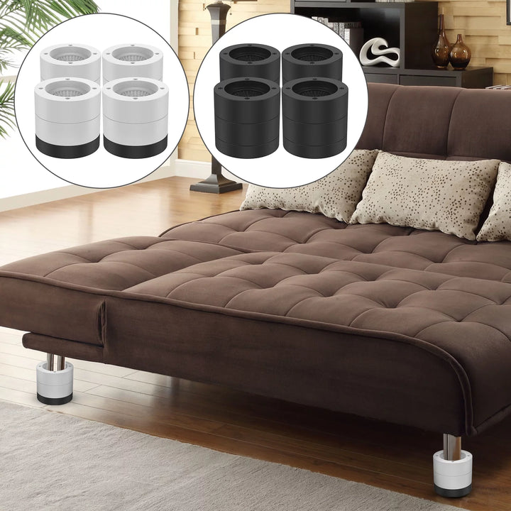 4 Pack Bed Risers Adjustable round Furniture Risers, 1.5"/2.5" Lift, Black