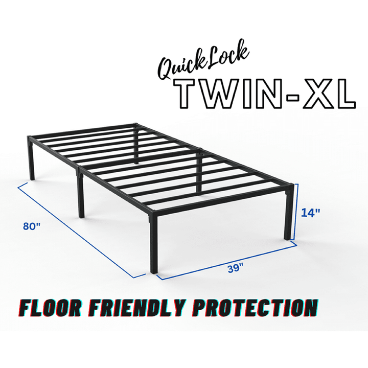 Twin XL Platform Bed Frame | Quiet & Sturdy | No Box Spring | 14" Mattress Foundation