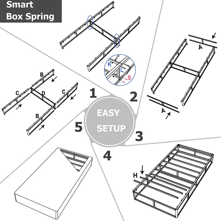 Twin Box Spring 9 Inch High Profile Strong Metal Frame Mattress Foundation, Quiet Noise-Free,Easy Assembly, 3000Lbs Max Weight Capacity