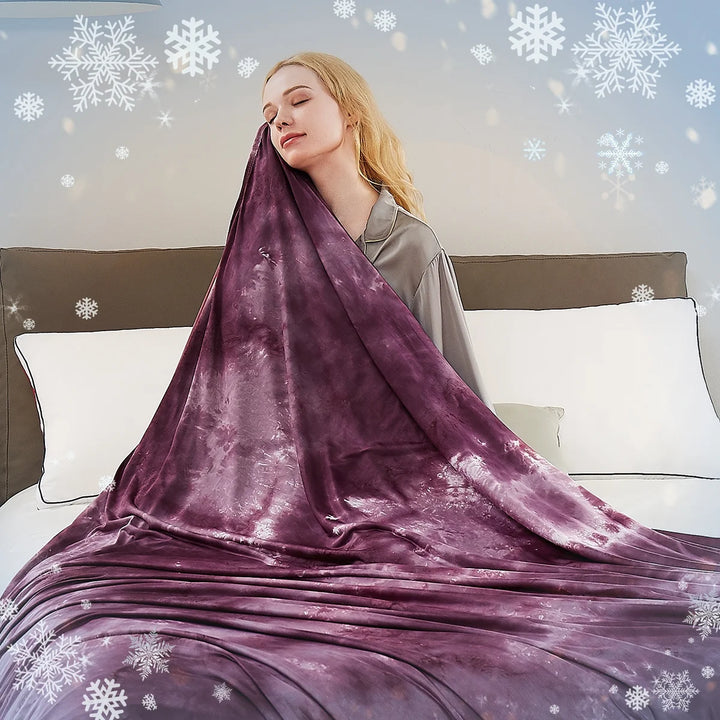 Topcee Cooling Blanket (50"X70"Throw Size) for Hot Sleepers- Q-Max >0.5 Decorative Tie Dye Lightweight Breathable Summer Cold Blankets for Sleeping Night Sweats - Purple