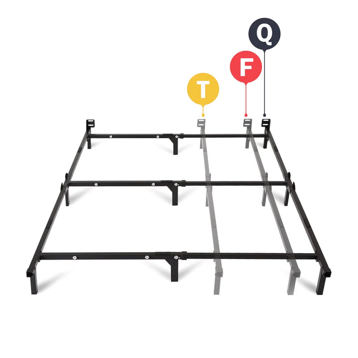 7" Adjustable Metal Bed Frame, Black, Adjusts Twin - Queen, Box Spring Required