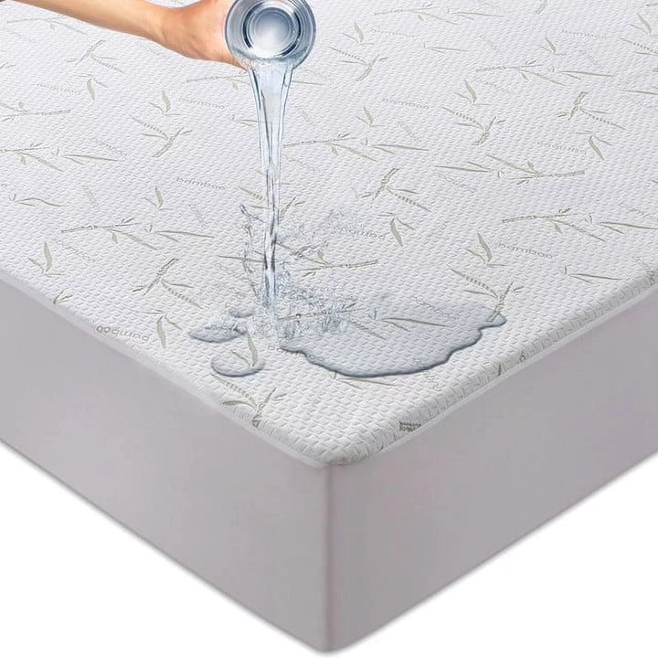 Bamboo from Rayon Mattress Protector Twin Size - Breathable Waterproof Mattress Cover - Fitted Cover with Cooling Fabric - Pillow Top Mattress Pad 16 Inches Deep Pocket