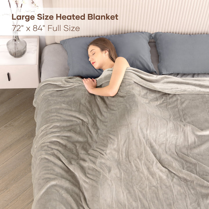 Electric Blanket 72" X 84" Full Size Heated Blanket, Fast Heating, 4 Heating Levels, 10H Auto-Off, Machine Washable - Linen