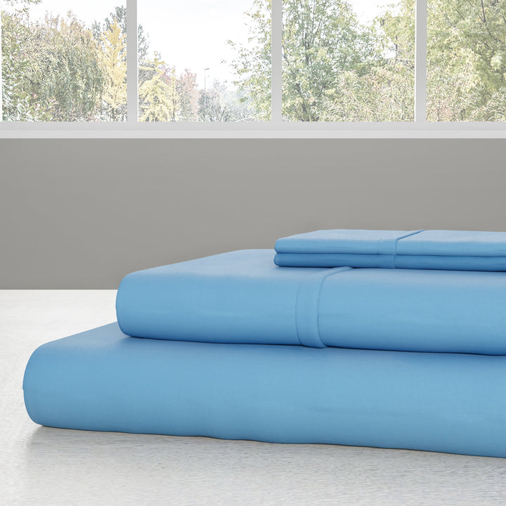 4-Piece Microfiber Queen Sheet Set, Blue