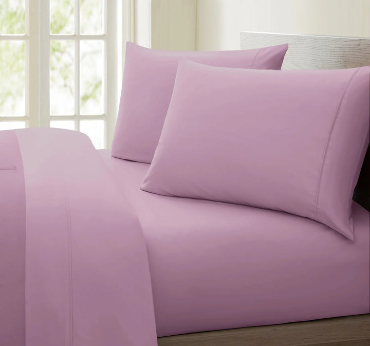 600 Thread Count Deep Pocket Egyptian Quality Cotton Solid Sheet Set (Full, Purple)