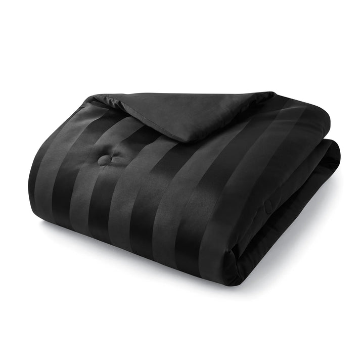 5-Piece Black Damask Stripe Comforter Set, King