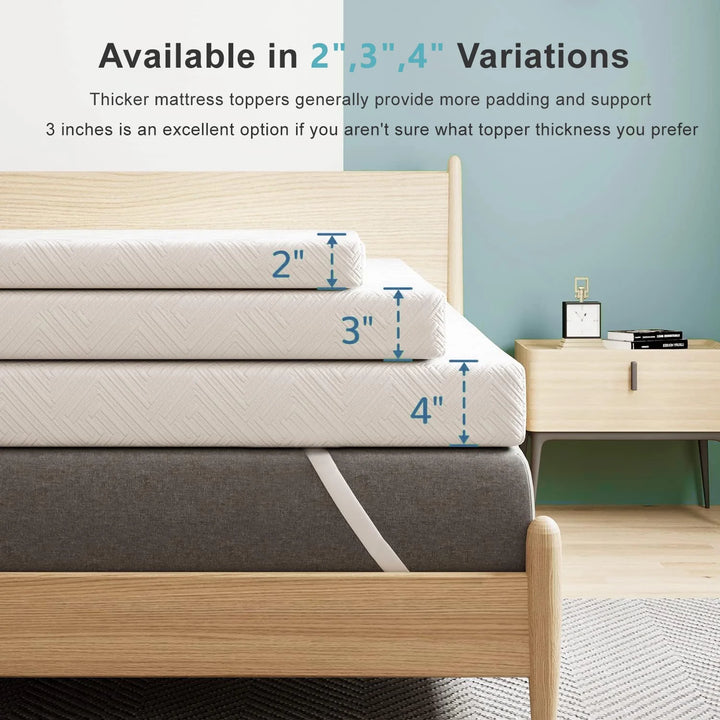 3 Inches Full Size Gel Memory Foam Mattress Topper with Washable Cover,Pressure Relief for Back Pain