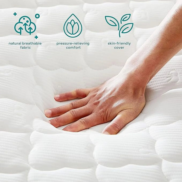 Queen Size Mattress, 10 Inch Hybrid Mattress in a Box, Gel Memory Foam & Individually Wrapped Pocket Coils Innerspring for Cozy Sleep