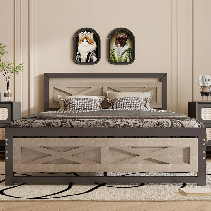 Platform Bed Frame with Headboard, Twin Size Bed