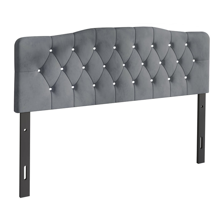 Upholstered Tufted Headboard, Light Grey Velvet, Queen