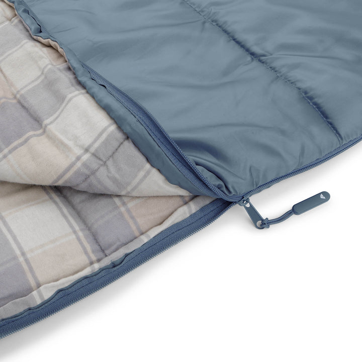 50F Flannel Lined Rectangle Adult Sleeping Bag - Blue (75" X 33")