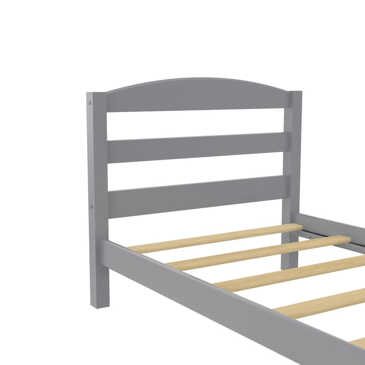 Leighton Kids Twin Size Bed, Wood Platform Bed Frame, Gray