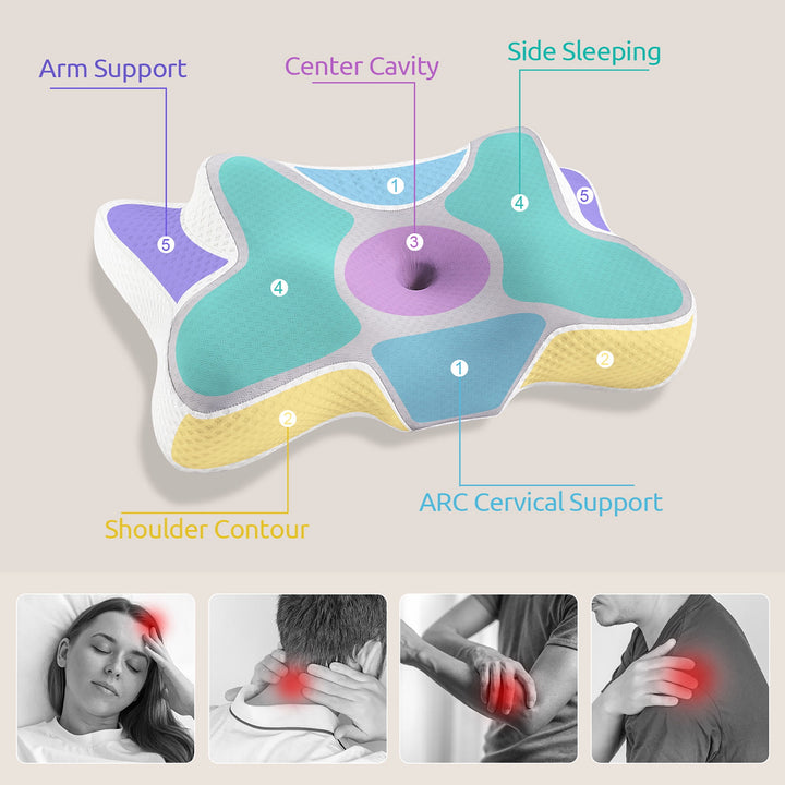 Cervical Pillow for Sleeping Memory Foam Neck Pain Relief Contour Orthopedic Ergonomic Pillows for Women Side Sleepers,Queen Size 26"Lx14.6"Wx5.1"H,Gray