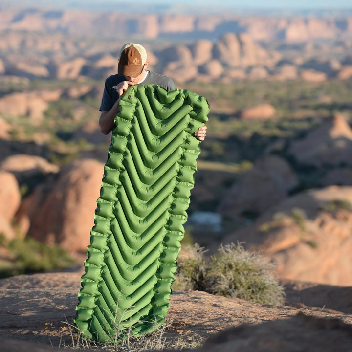 Static V Sleeping Pad Durable Camping Inflatable Mattress, Green