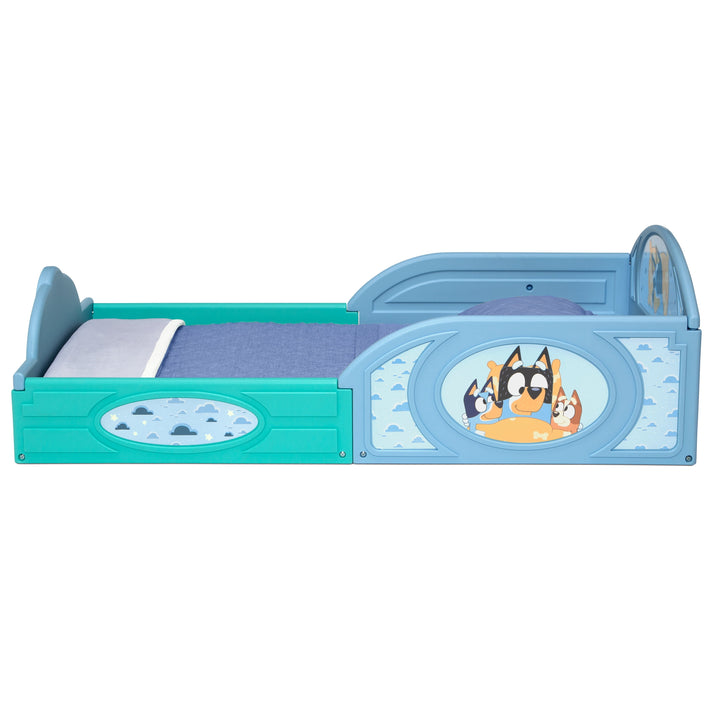 Bluey Sleep and Play Toddler Bed with Built-In Guardrails by