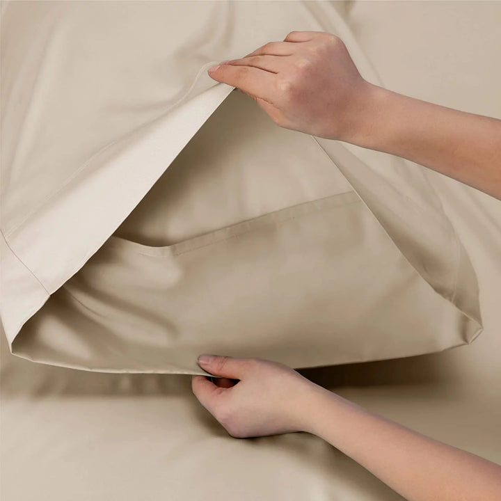 Twin Cooling Bed Sheets Set, Rayon Derived from Bamboo, Hotel Luxury Silky Breathable Bedding Sheets & Pillowcases, Beige