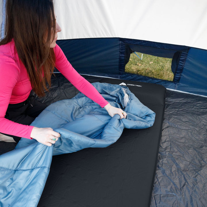 Self-Inflating Camp Pad with Pillow - Grey, Adult, 78" L X 25" W X 2" H