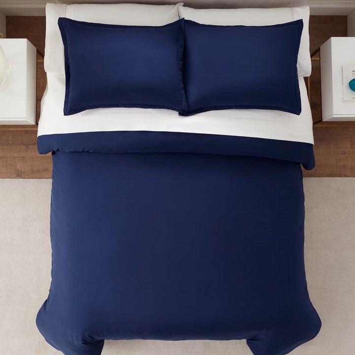 Simply Clean 3-Piece Solid Duvet Set, Navy, King