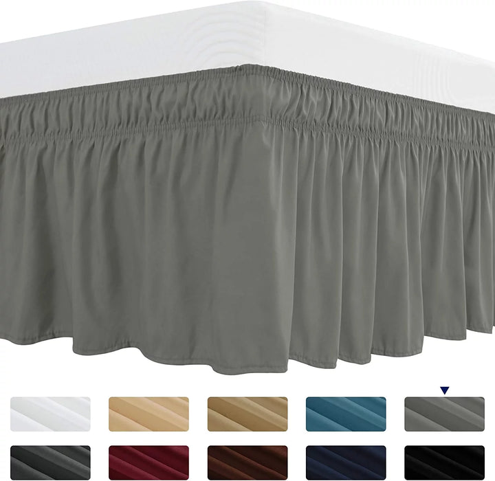 Easy Fit Dust Ruffle, Wrap around Bed Skirts with Long Tailored Drop(Twin, Light Gray)