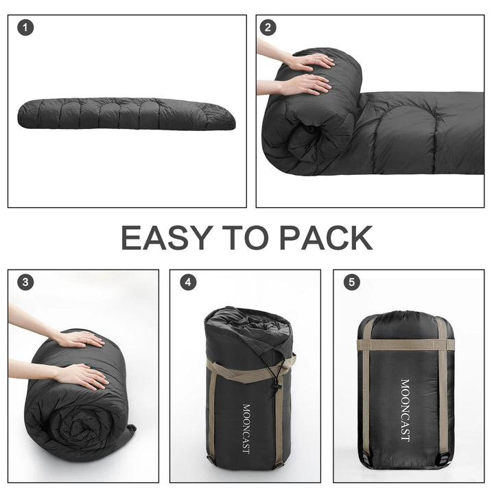 0 ºc Sleeping Bags, Compression Sack Portable and Lightweight for Camping, Dark Gray