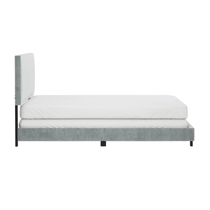 Reece Channel Stitched Upholstered King Bed, Platinum Grey, by  Living Essentials