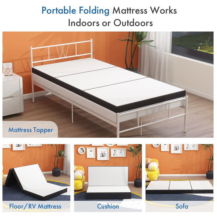 4''Tri-Fold Mattress Memory Foam Mattress, Twin Size Mattress