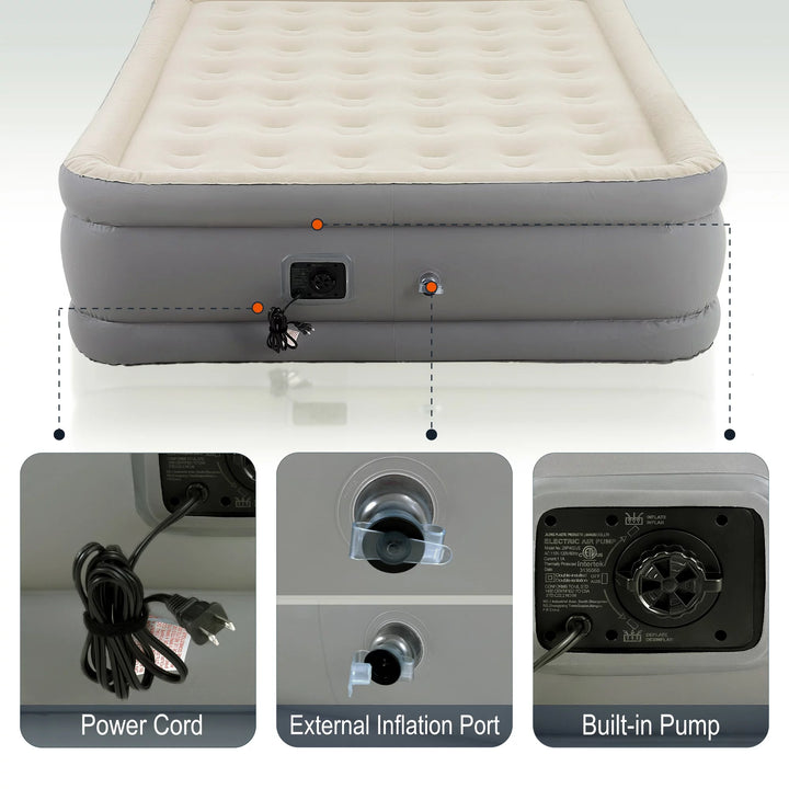 Queen Size Air Mattress with Built-In Pump for Camping & Home