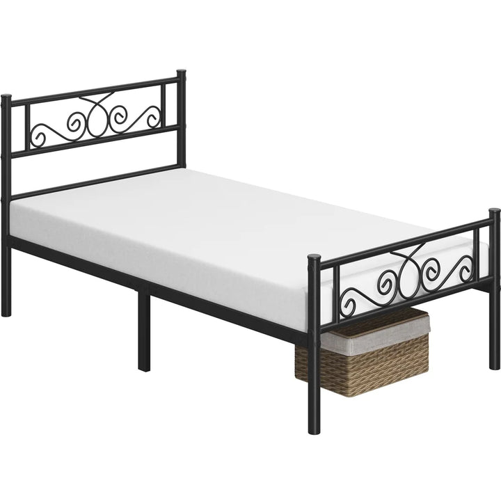 Jocelyn Modern Scroll Metal Platform Twin Bed, Black