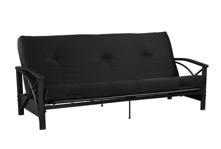 Full Size 6 Inch Futon Mattress with Tufted Cover and Recycled Polyester Fill - Black