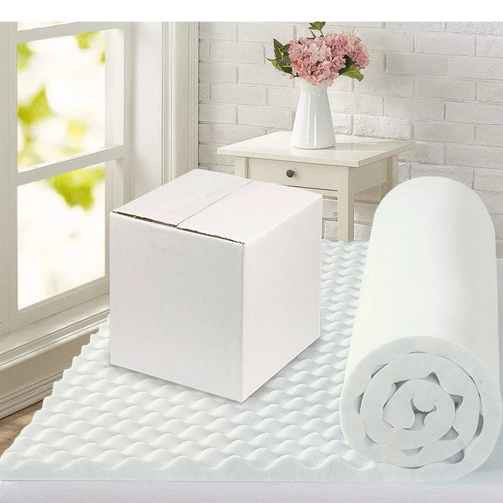 , 1" Convoluted Egg Shell Certipur-Us Foam Mattress Topper, Twin, White